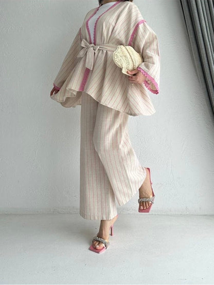 Full Linen Suit - Jacket With Wide Pants