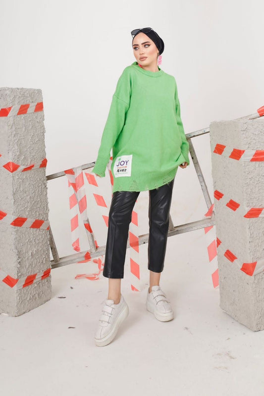 Green Plain Heavy Wool Blouse