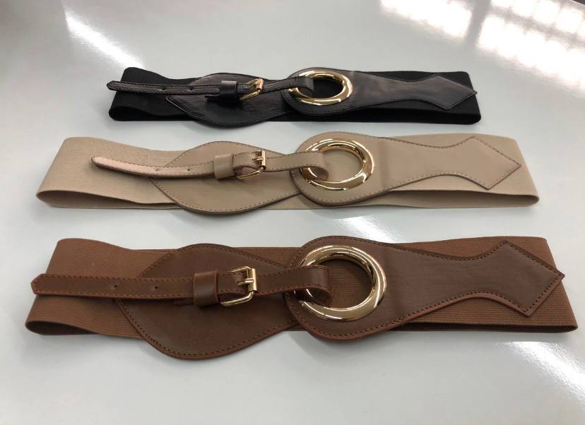 Coffee Brown Wide Rubber Belt