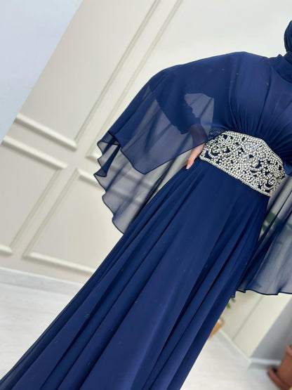 Chiffon Dress with full stone belt design at waist