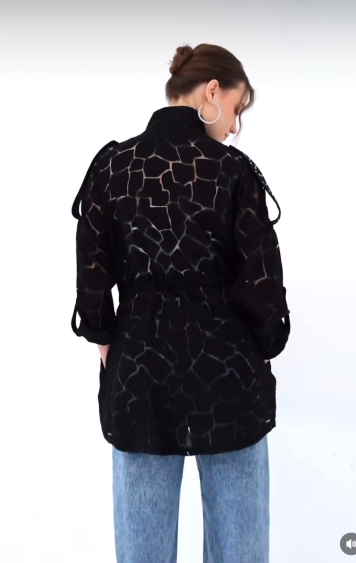 Black Casual Jacket Designed With Stones