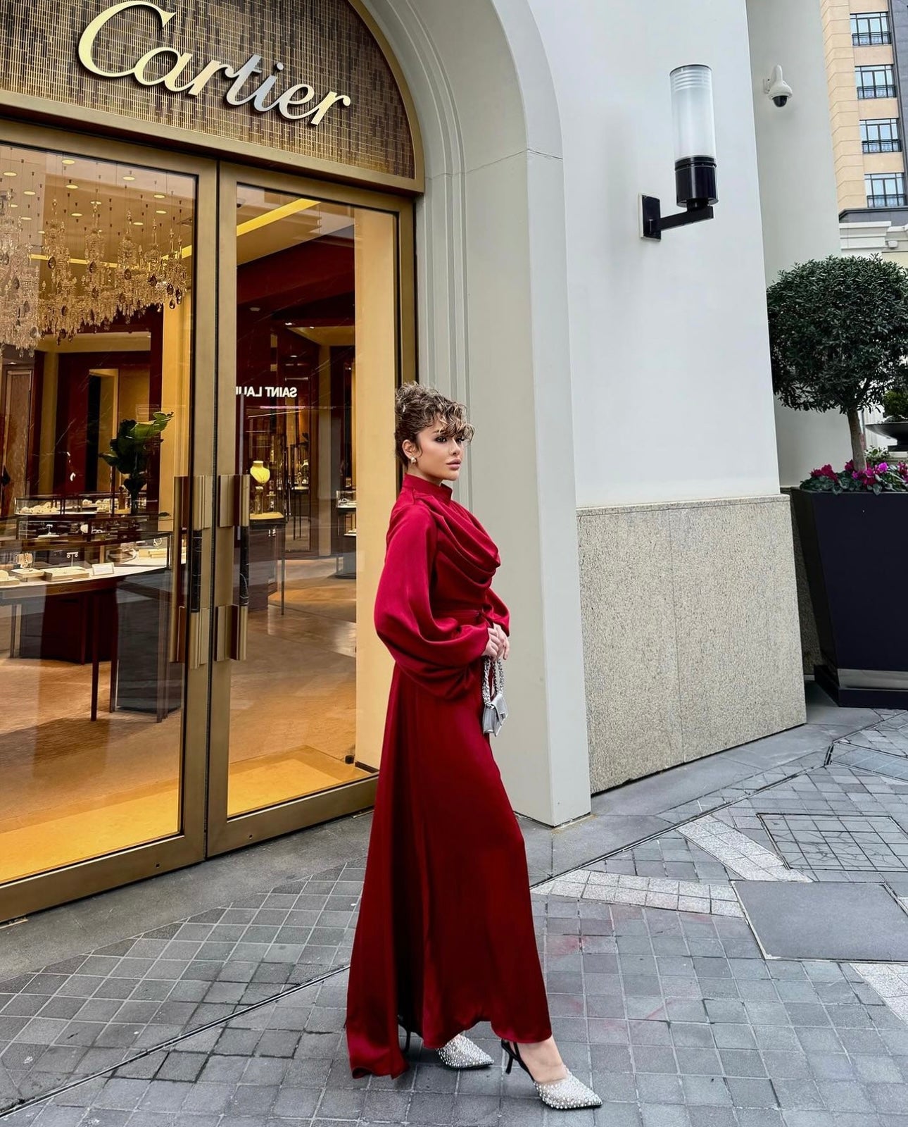 Red Dress With Wide Sleeves