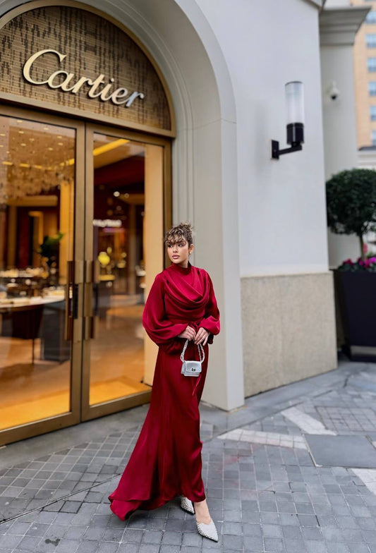 Red Dress With Wide Sleeves