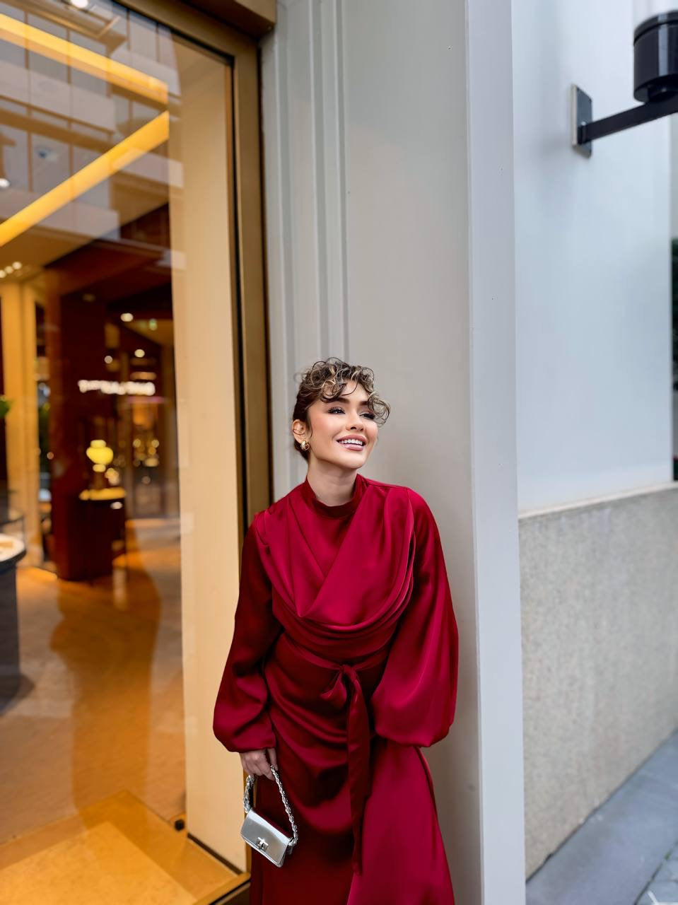 Red Dress With Wide Sleeves