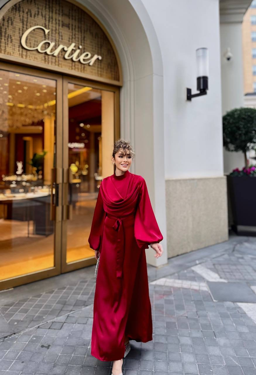 Red Dress With Wide Sleeves