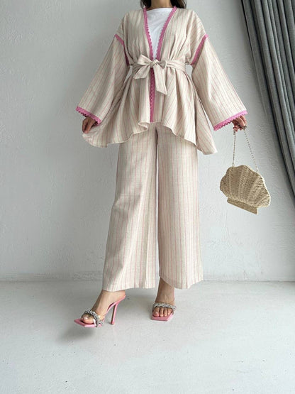 Full Linen Suit - Jacket With Wide Pants