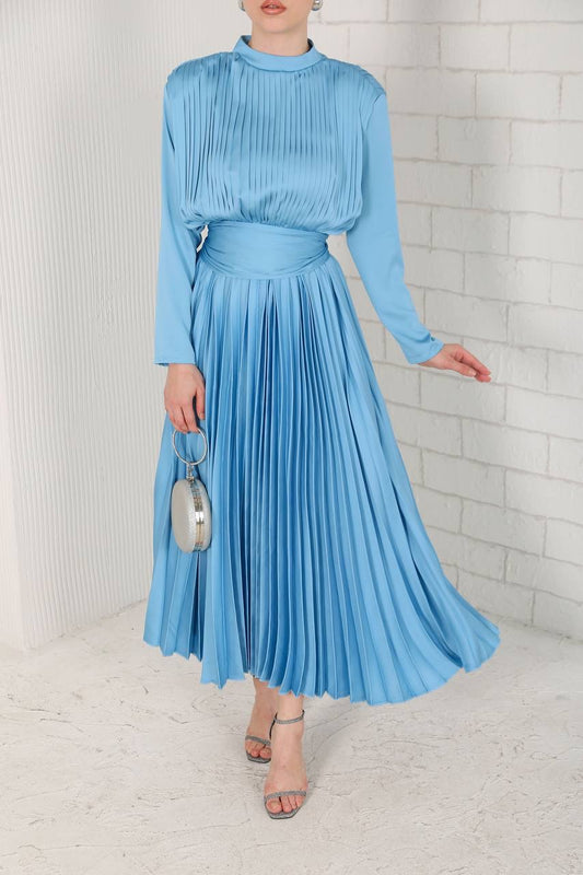 Baby Blue Dress With Wide Belt