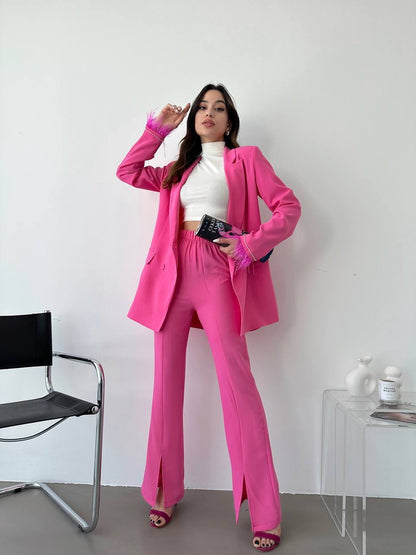 Pink Formal Suit Set: Blazer & Pants