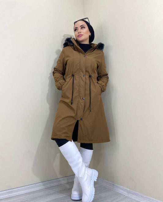 Padded Jacket With Hood + Waist Belt